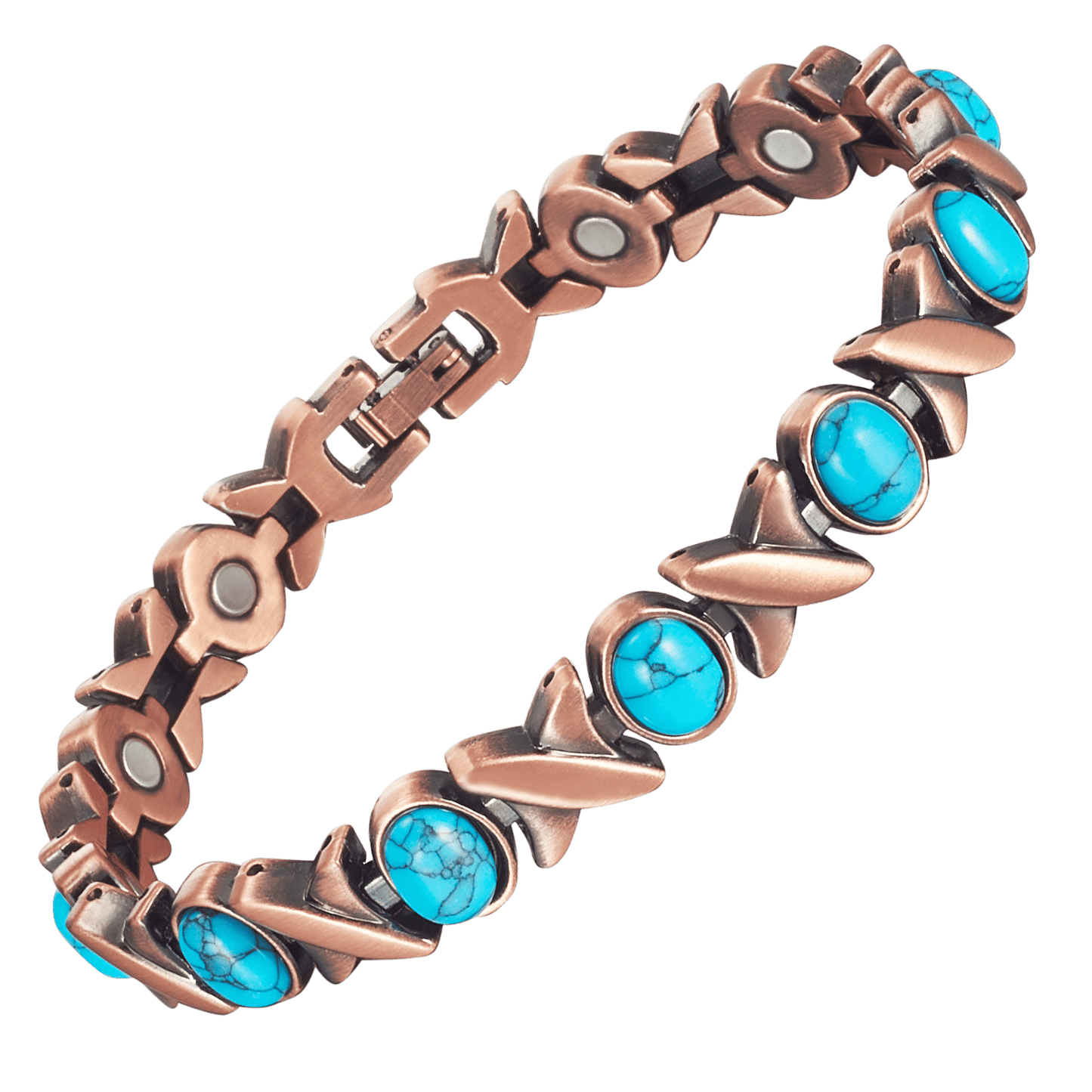 Wollet Magnetic Pure Copper Bracelet for Women, Turquoise Stone