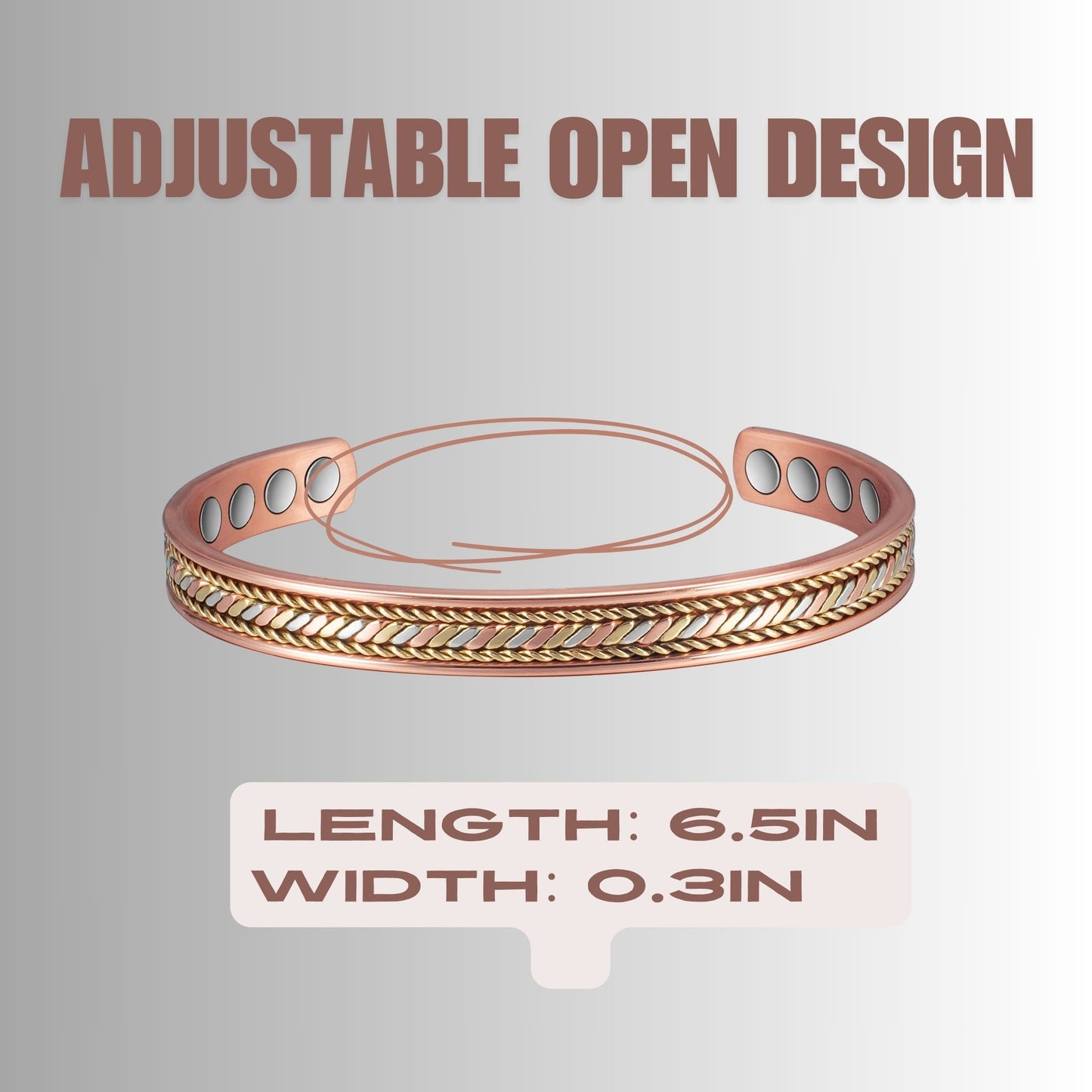 Metaljc Magnetic Copper Cuff Bracelet for Men Women