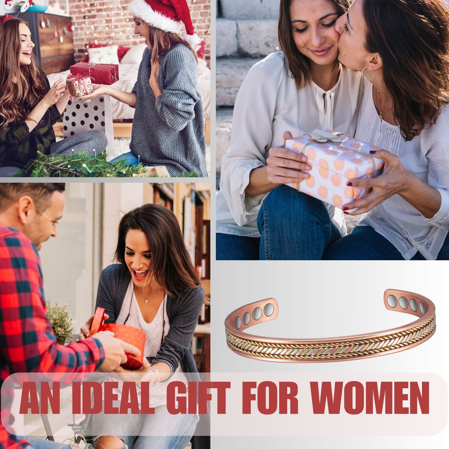 Metaljc Magnetic Copper Cuff Bracelet for Men Women