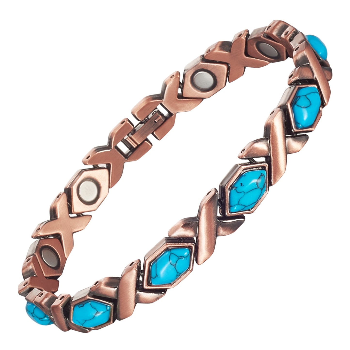 Wollet Magnetic Pure Copper Bracelet for Women, Turquoise Stone