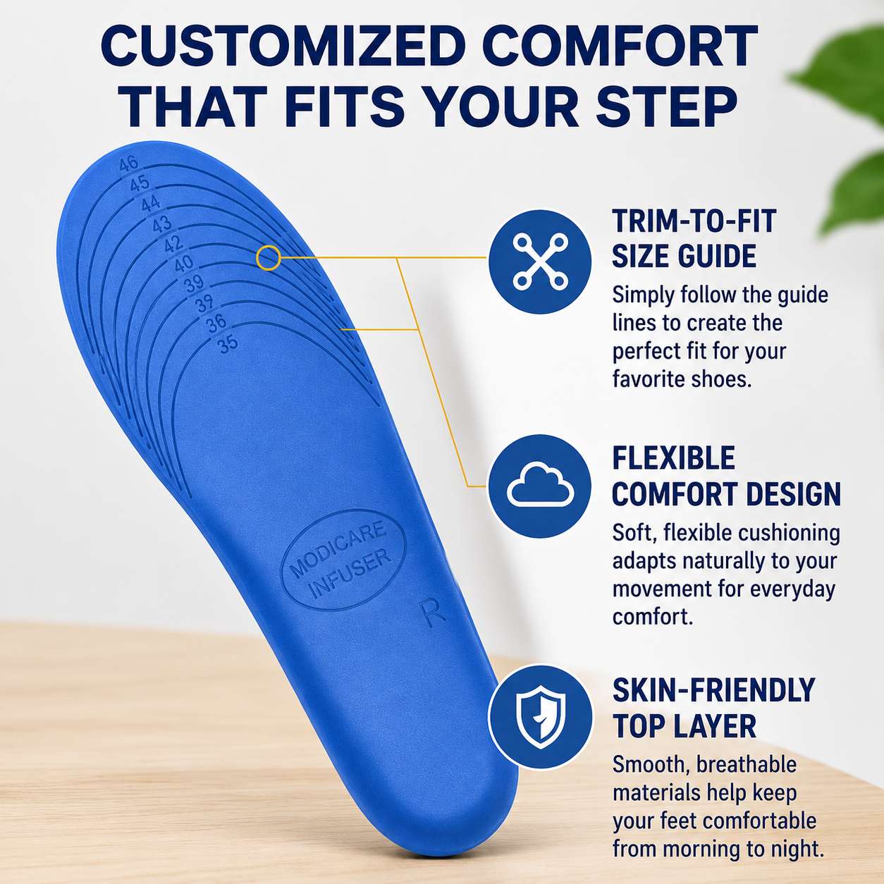 Wollet Magnetic Comfort Insoles – Breathable Arch Support Shoe Inserts for Everyday Foot Comfort