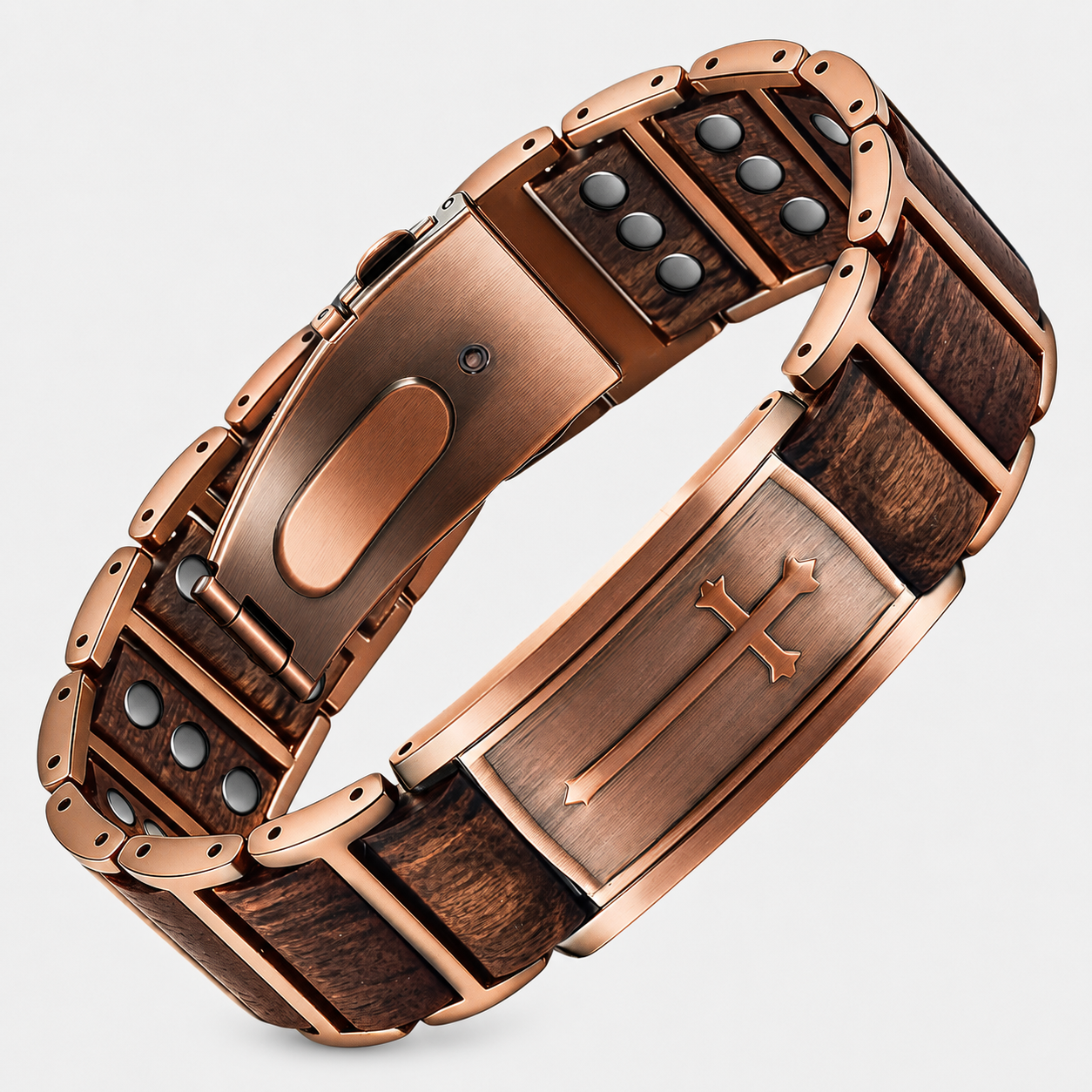 Wollet Rose Gold Magnetic Cross Bracelet