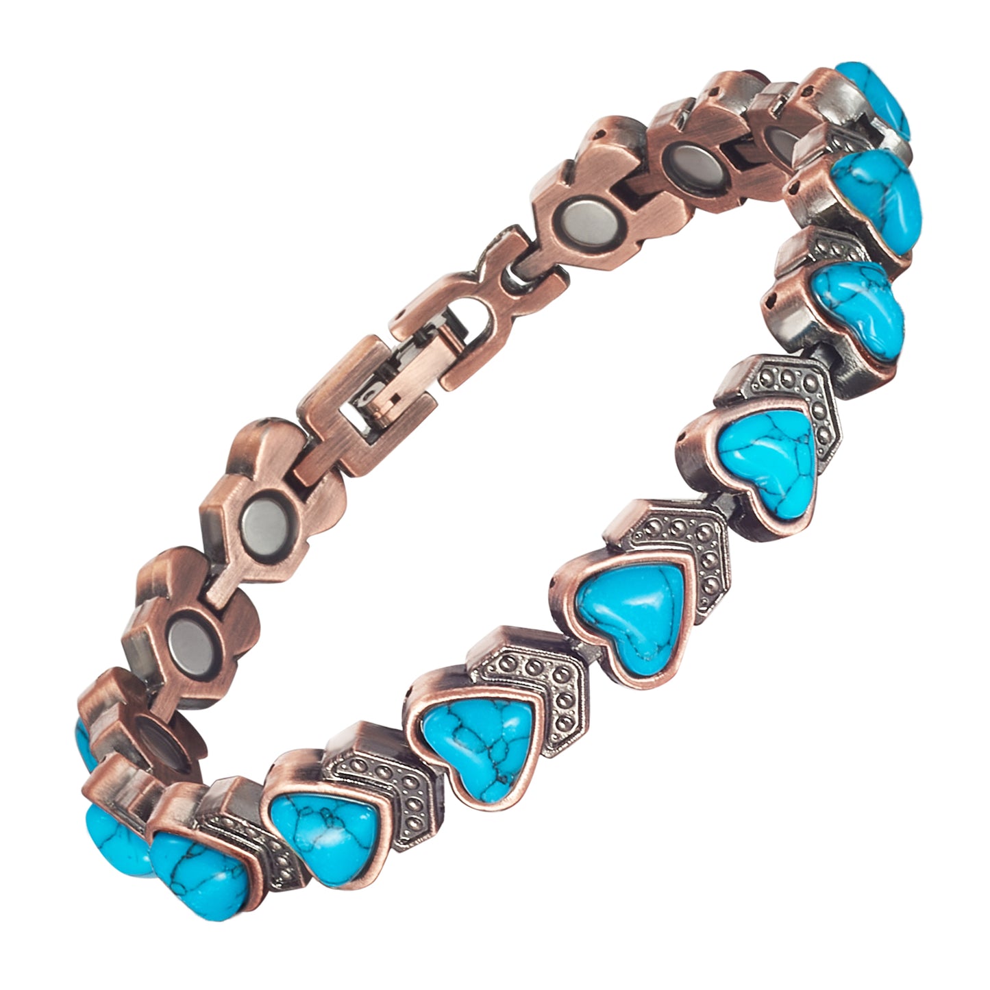 Wollet Magnetic Pure Copper Bracelet for Women, Turquoise Stone