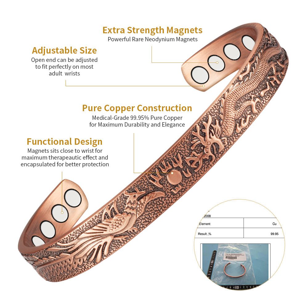 Metaljc Magnetic Copper Cuff Bracelet for Men Women