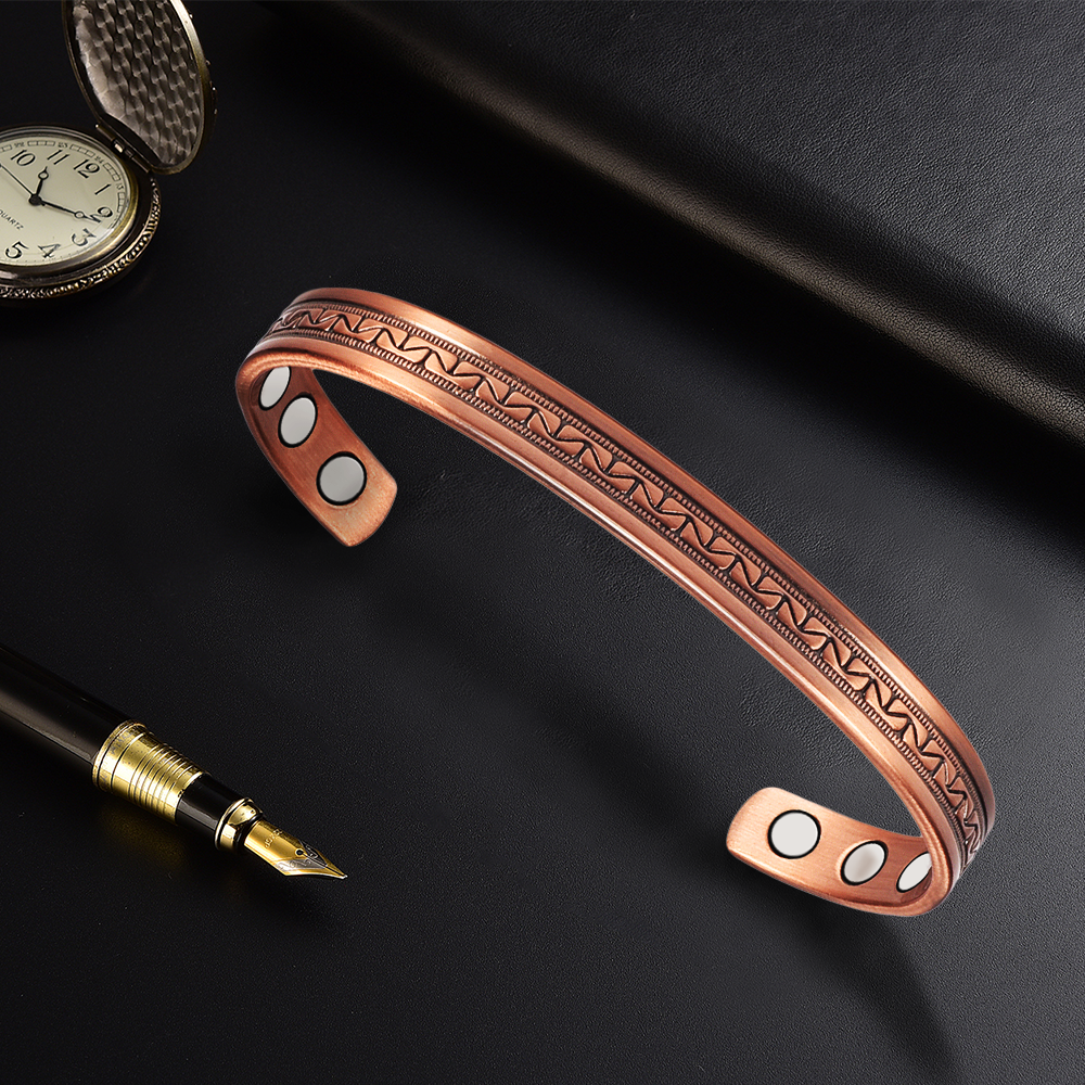 Wollet Magnetic Copper Cuff Bracelet for Men Women