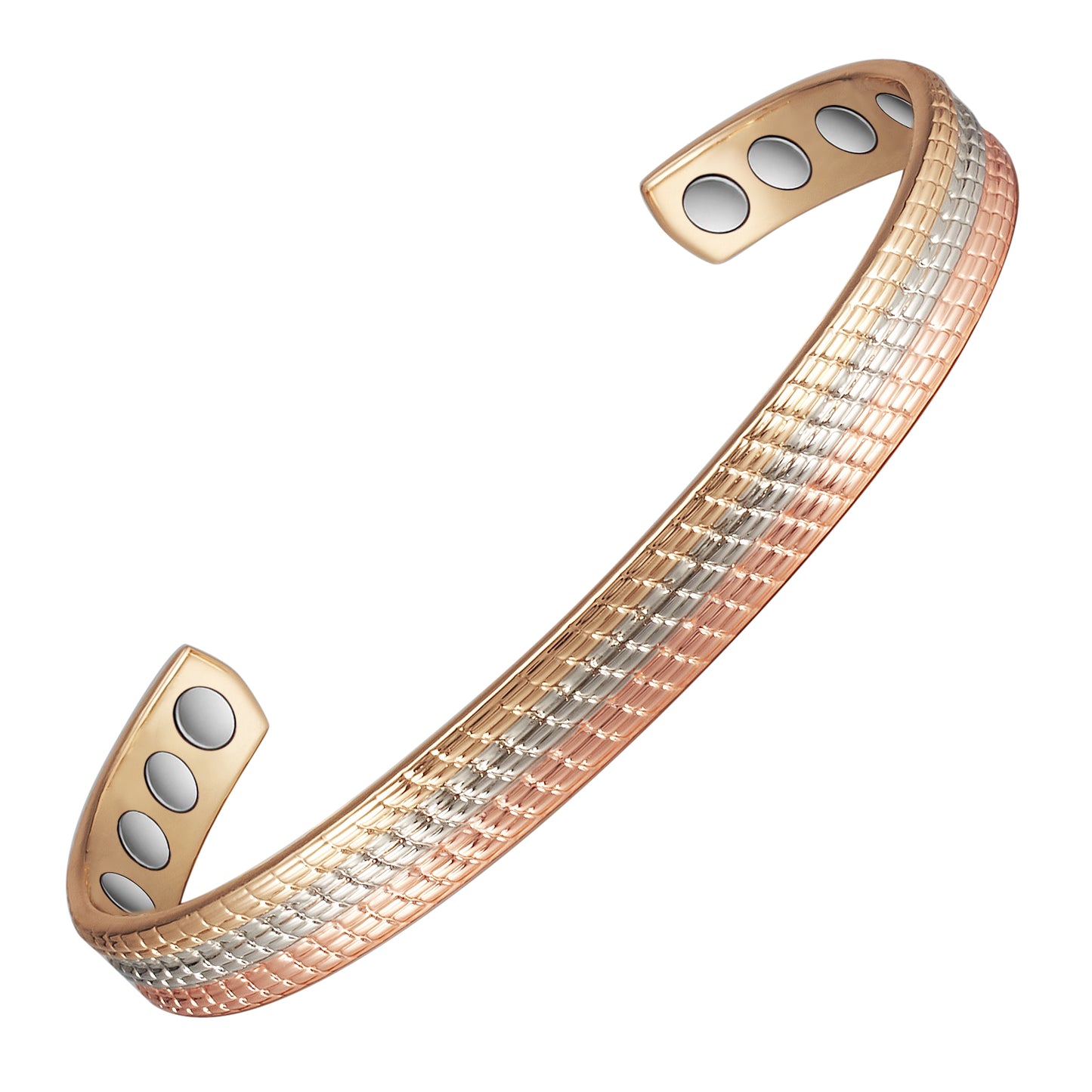 Metaljc Magnetic Copper Cuff Bracelet for Women, Three-Color Gold