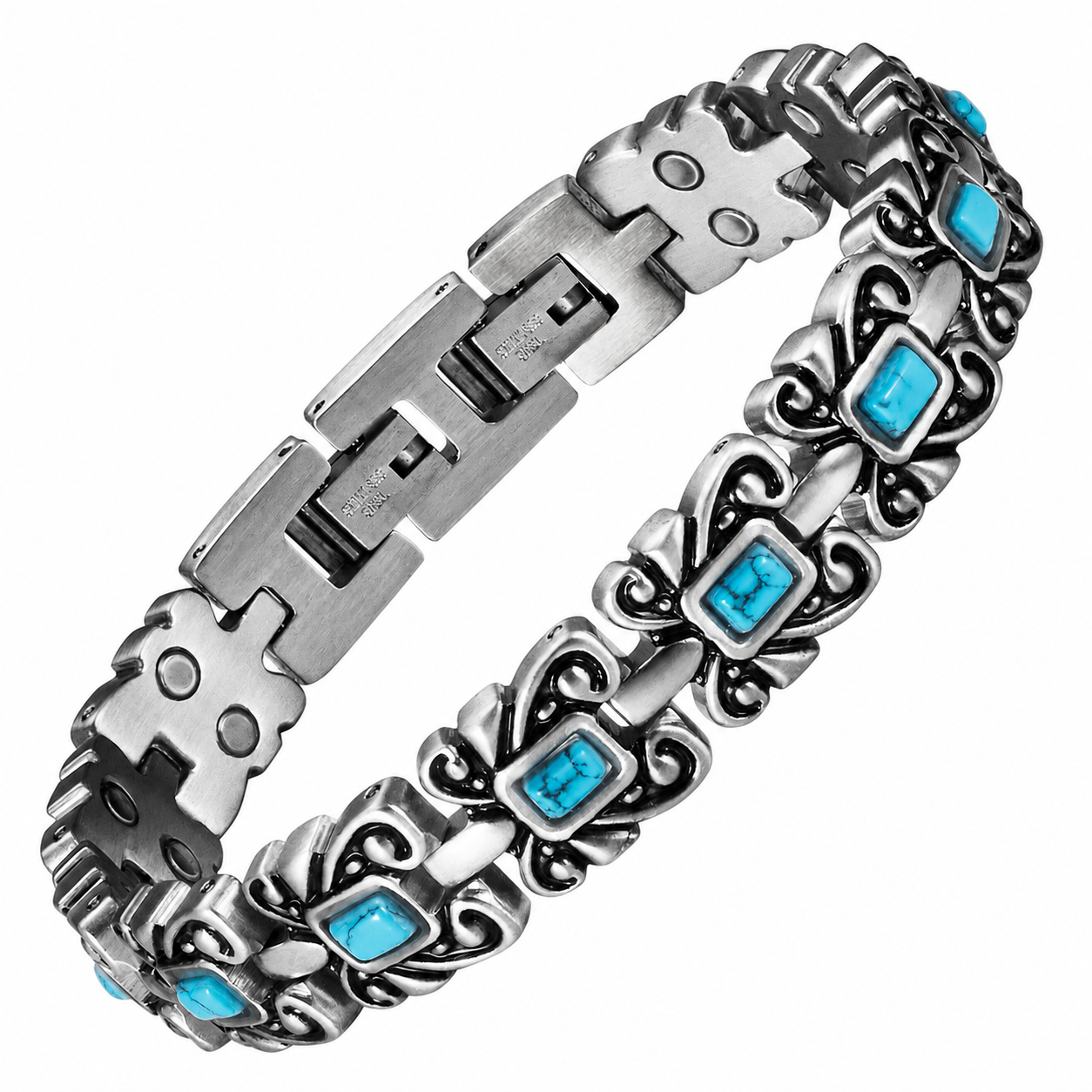 WOLLET Women's Vintage Turquoise Stone Bracelet – Boho Style Gemstone Jewelry
