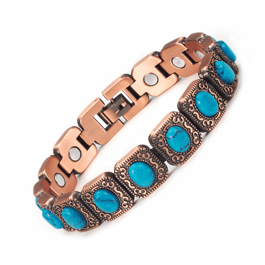 Wollet Copper Magnetic Bracelets for Women, Blue Turquoise Bracelets
