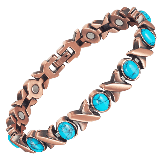 Wollet Magnetic  Pure Copper Bracelet for Women, Turquoise Stone