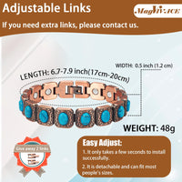 Wollet Copper Magnetic Bracelets for Women, Blue Turquoise Bracelets