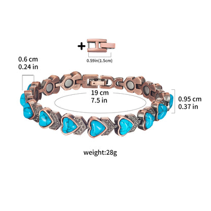Wollet Magnetic  Pure Copper Bracelet for Women, Turquoise Stone