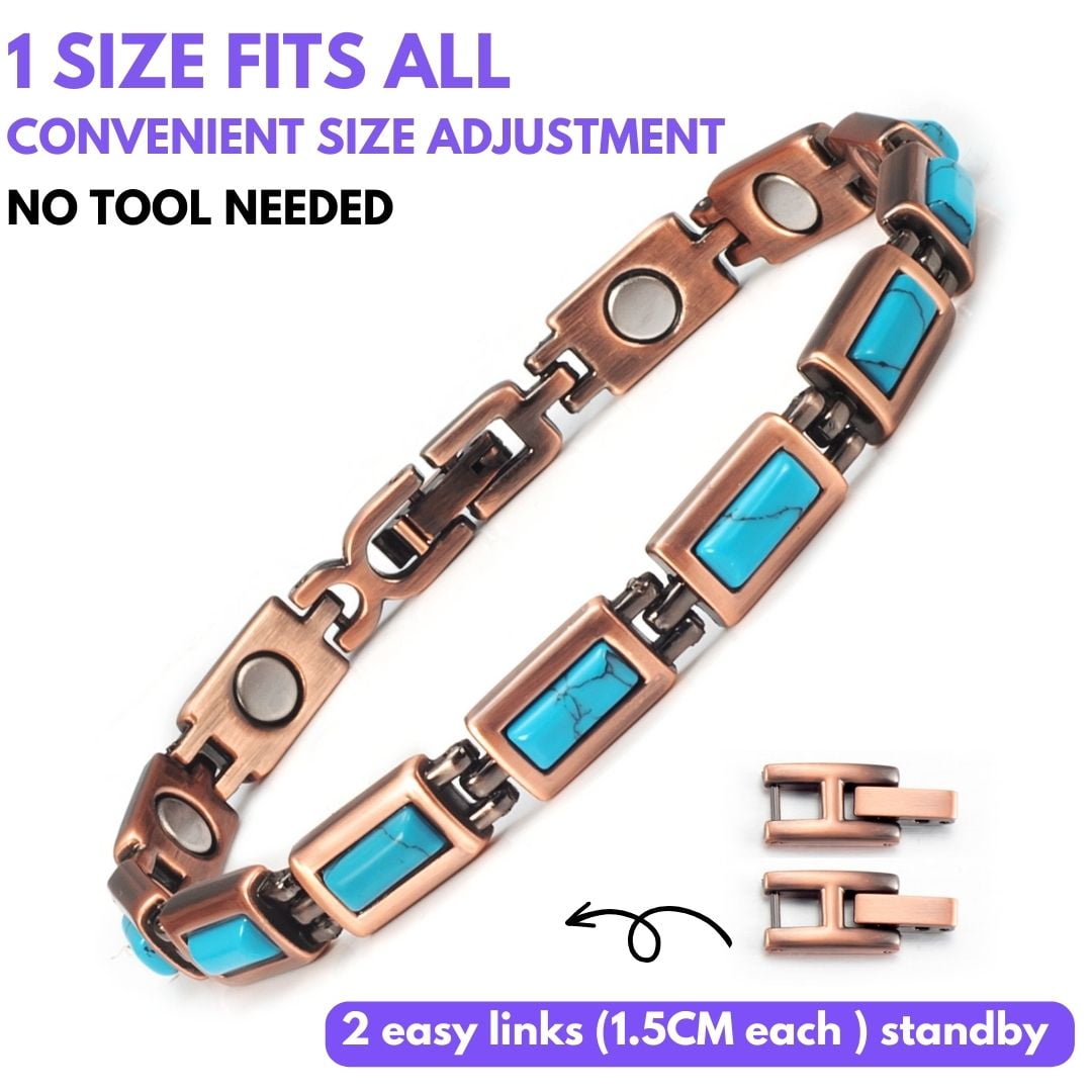 Wollet Copper Magnetic Bracelets for Women, Blue Turquoise Bracelets
