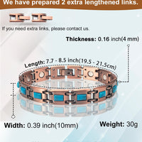 Wollet Copper Magnetic Bracelets for Women, Blue Turquoise Bracelets