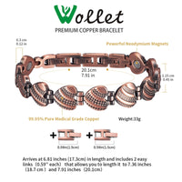 Wollet Magnetic Heart Solid Copper Bracelet for Women
