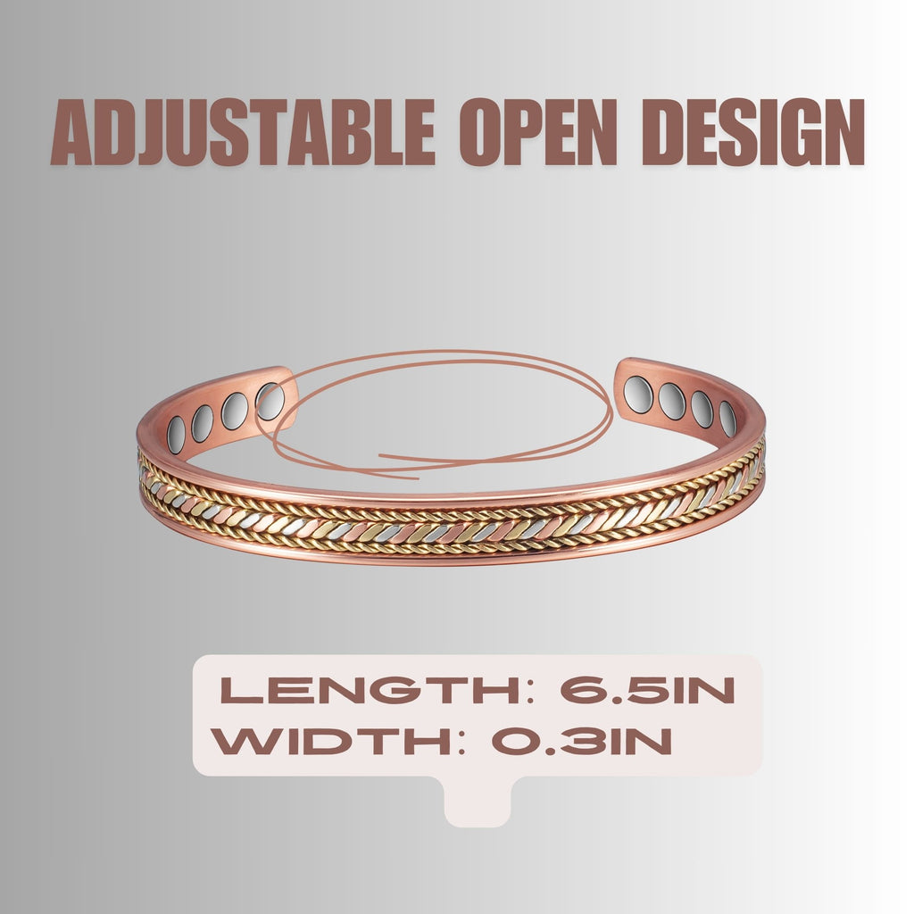 Metaljc Magnetic Copper Cuff Bracelet for Men Women