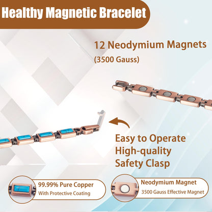 Wollet Copper Magnetic Bracelets for Women, Blue Turquoise Bracelets