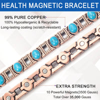 Wollet Copper Magnetic Bracelets for Women, Blue Turquoise Bracelets