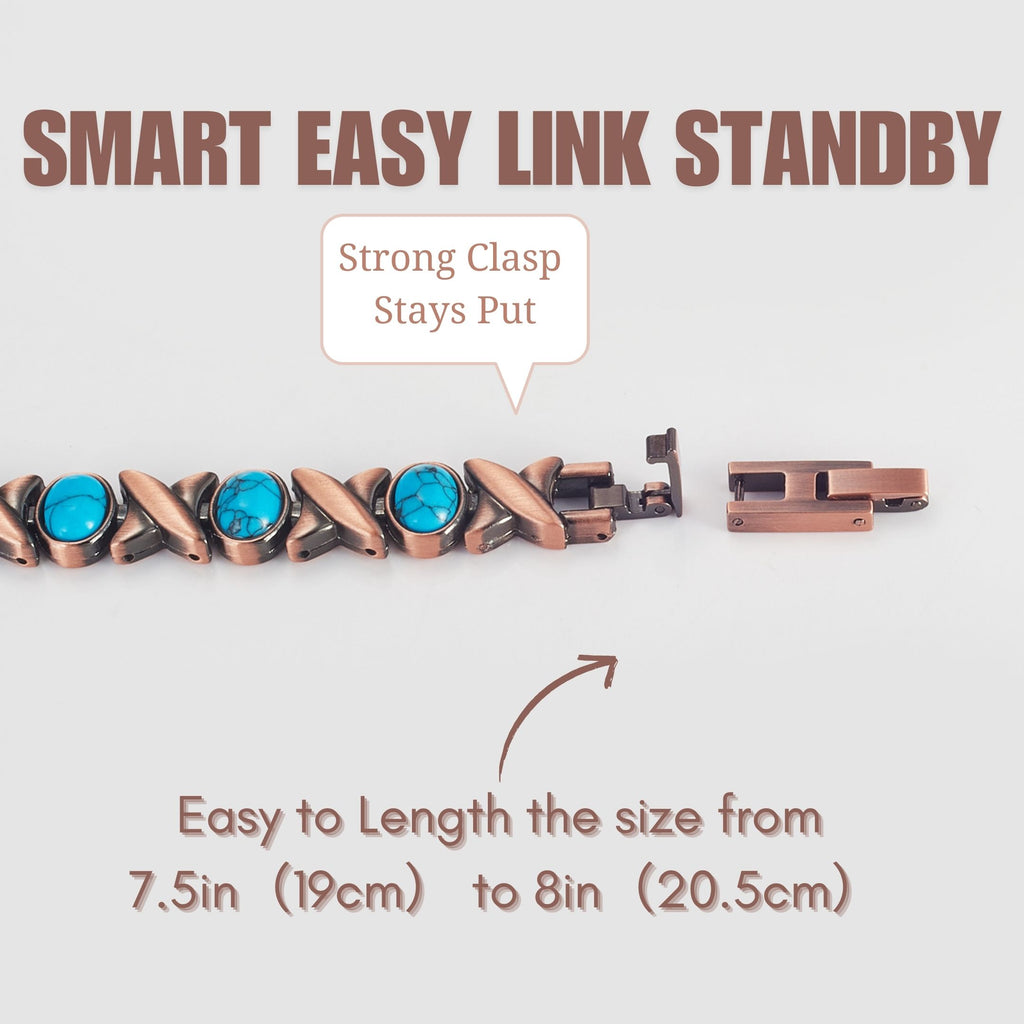 Wollet Magnetic  Pure Copper Bracelet for Women, Turquoise Stone