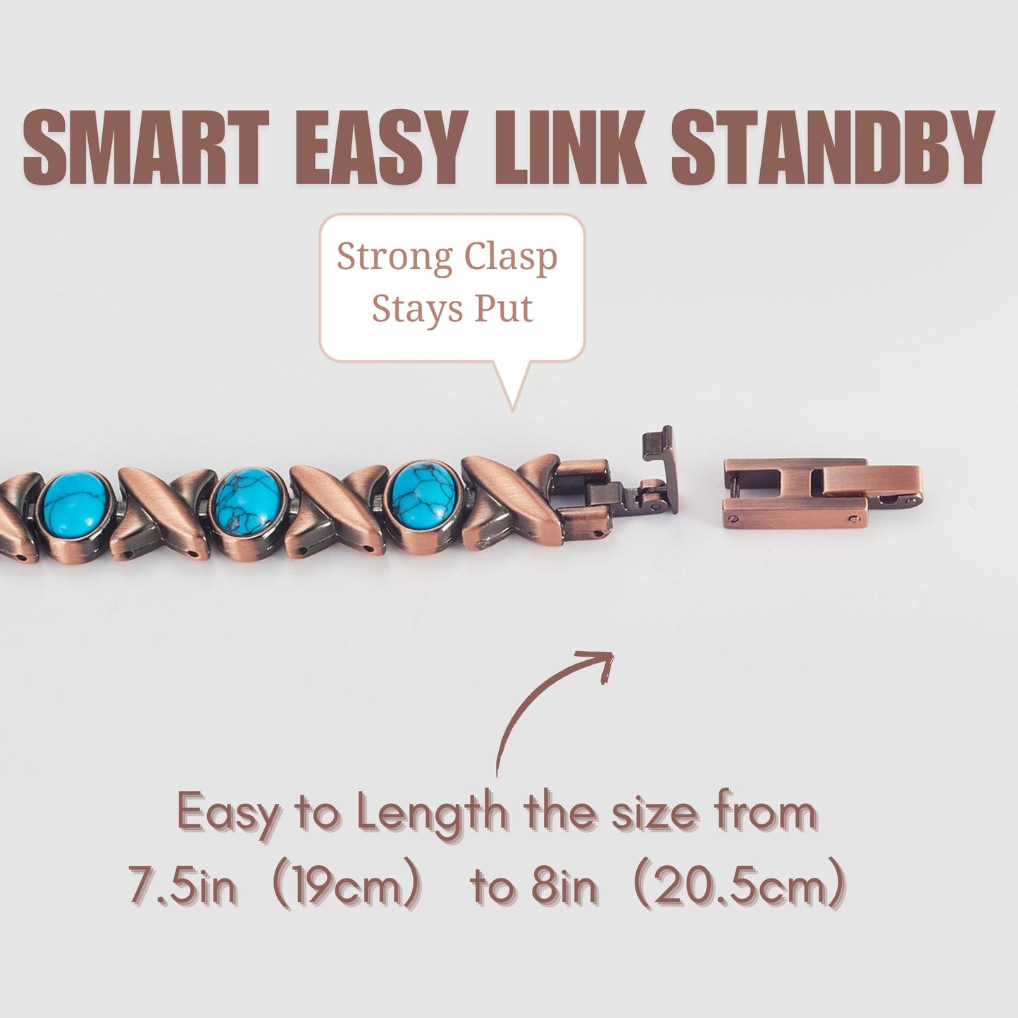 Wollet Magnetic  Pure Copper Bracelet for Women, Turquoise Stone