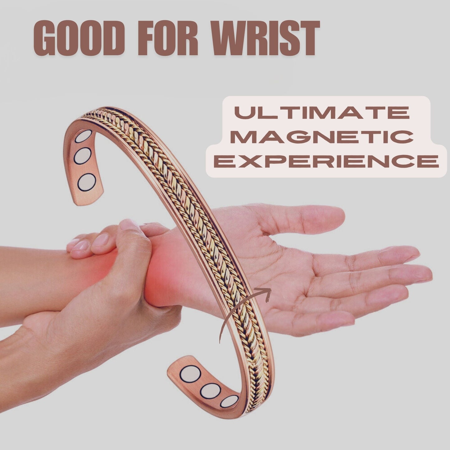 Metaljc Magnetic Copper Cuff Bracelet for Men Women