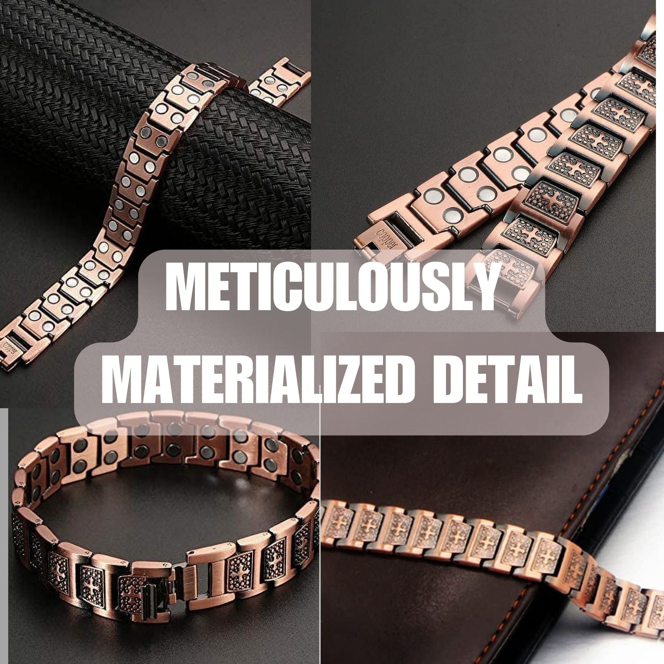 Wollet Magnetic Therapy Copper Bracelet with 3500 Gauss Magnets