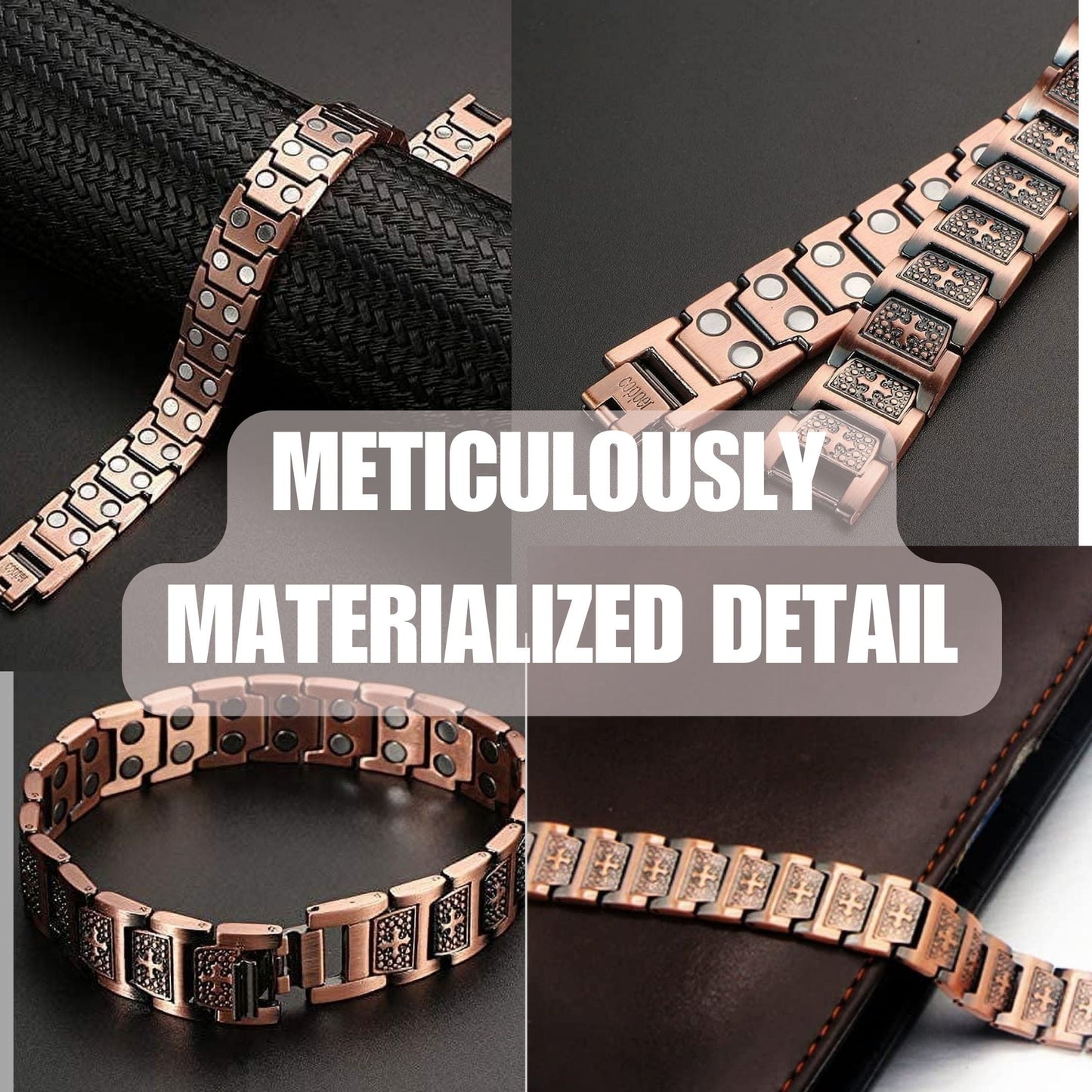 Wollet Magnetic Therapy Copper Bracelet with 3500 Gauss Magnets