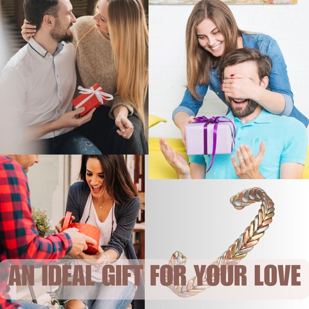 Wollet Tri Colored Braided Copper Magnetic Bracelet for Women Men