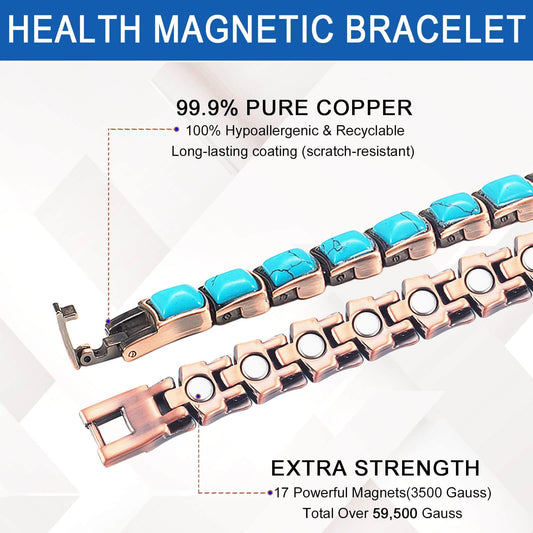 Wollet Magnetic Copper Bracelet, Turquoise Bracelets