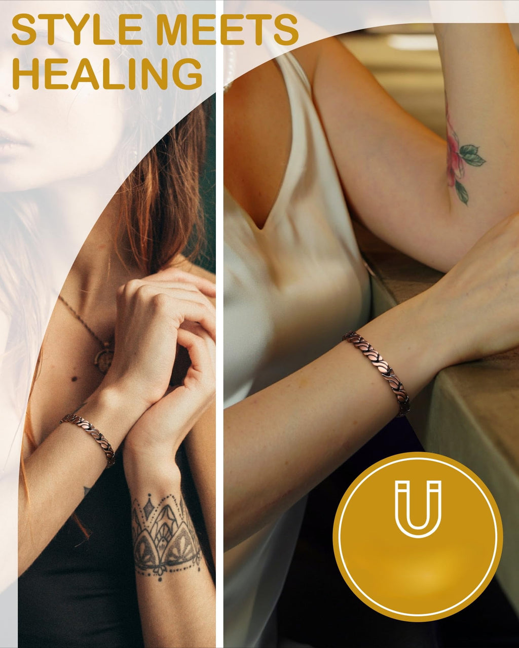 Wollet Magnetic Therapy Copper Bracelet with 3500 Gauss Magnets