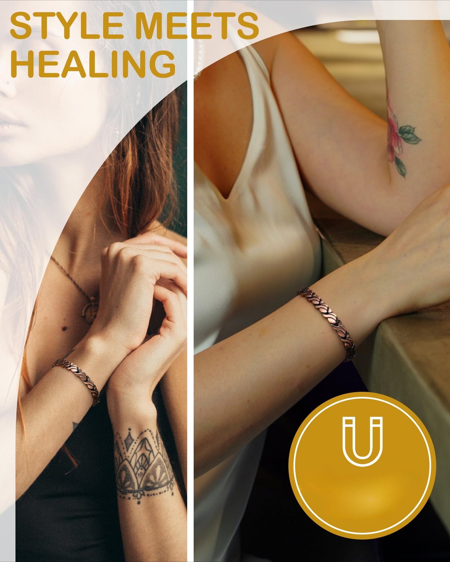 Wollet Magnetic Therapy Copper Bracelet with 3500 Gauss Magnets