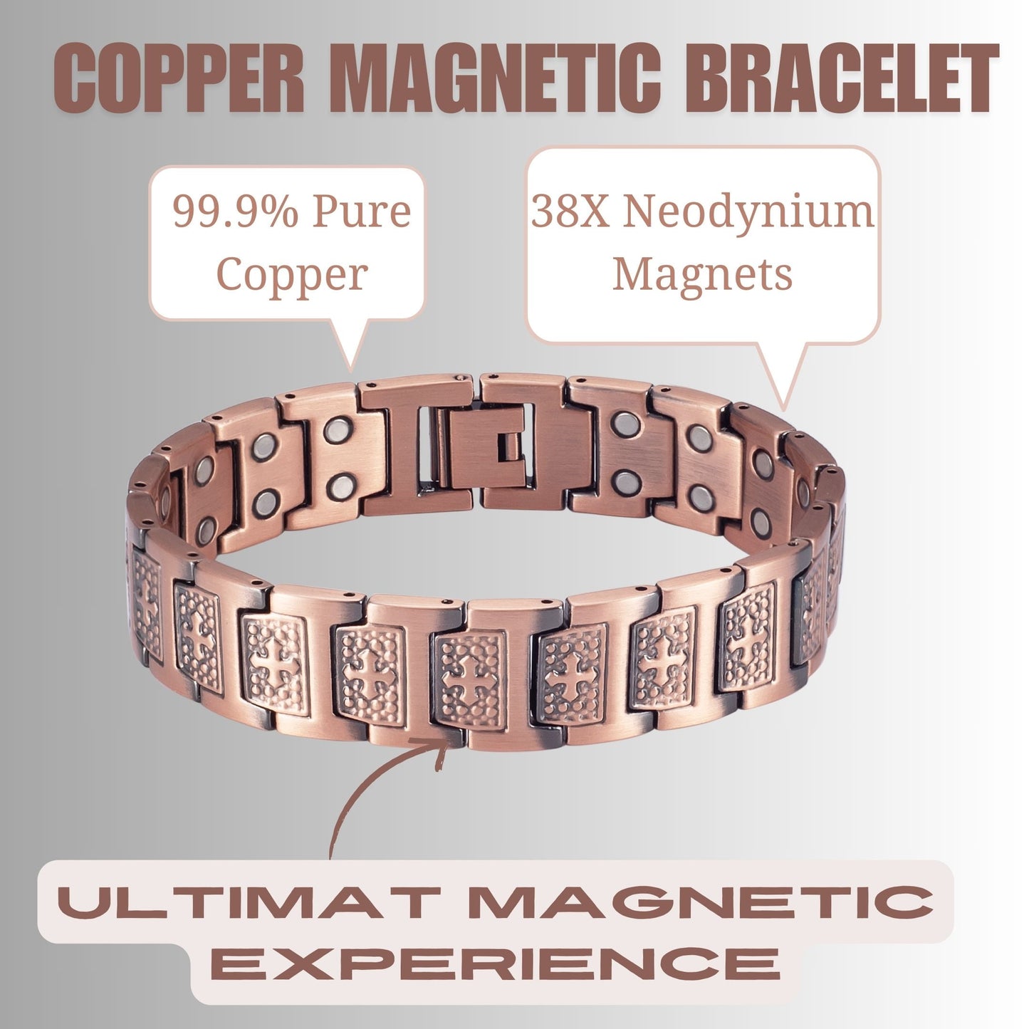 Wollet Magnetic Therapy Copper Bracelet with 3500 Gauss Magnets