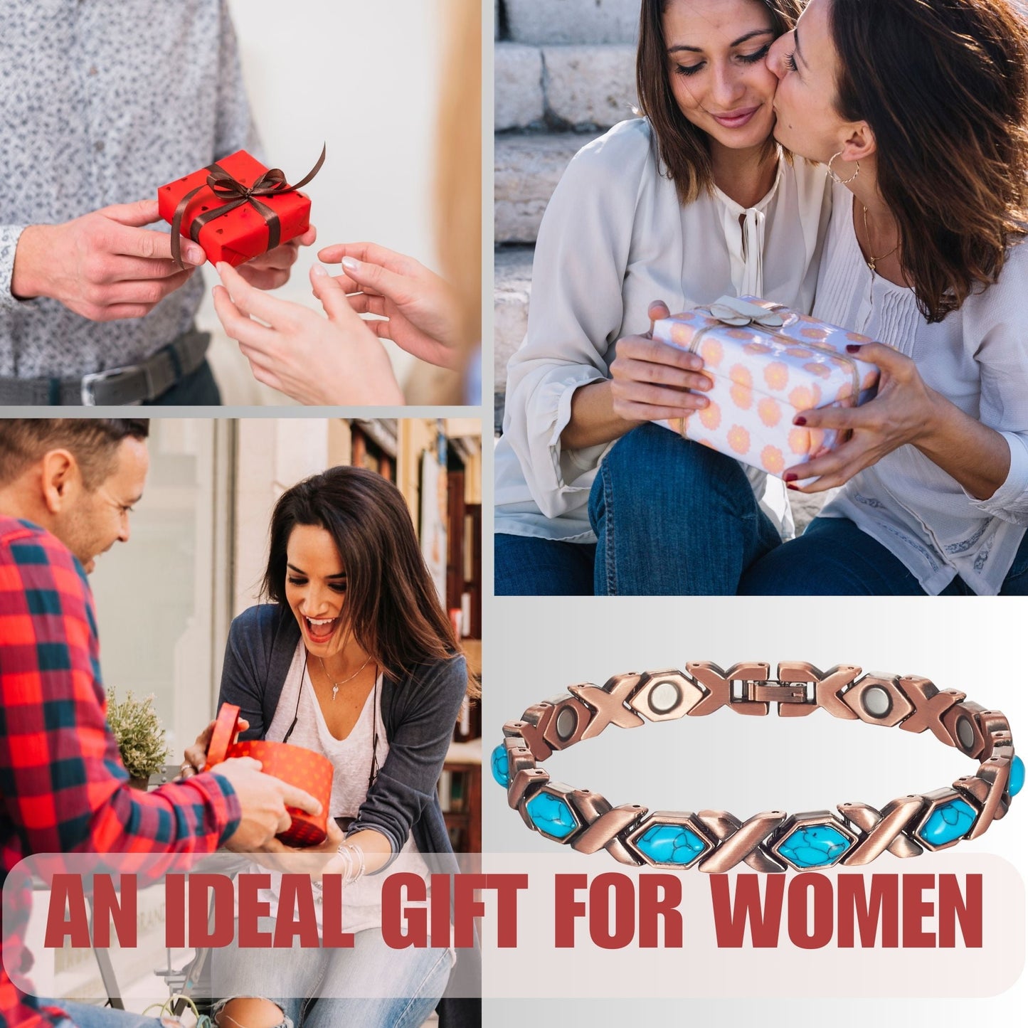 Wollet Magnetic  Pure Copper Bracelet for Women, Turquoise Stone