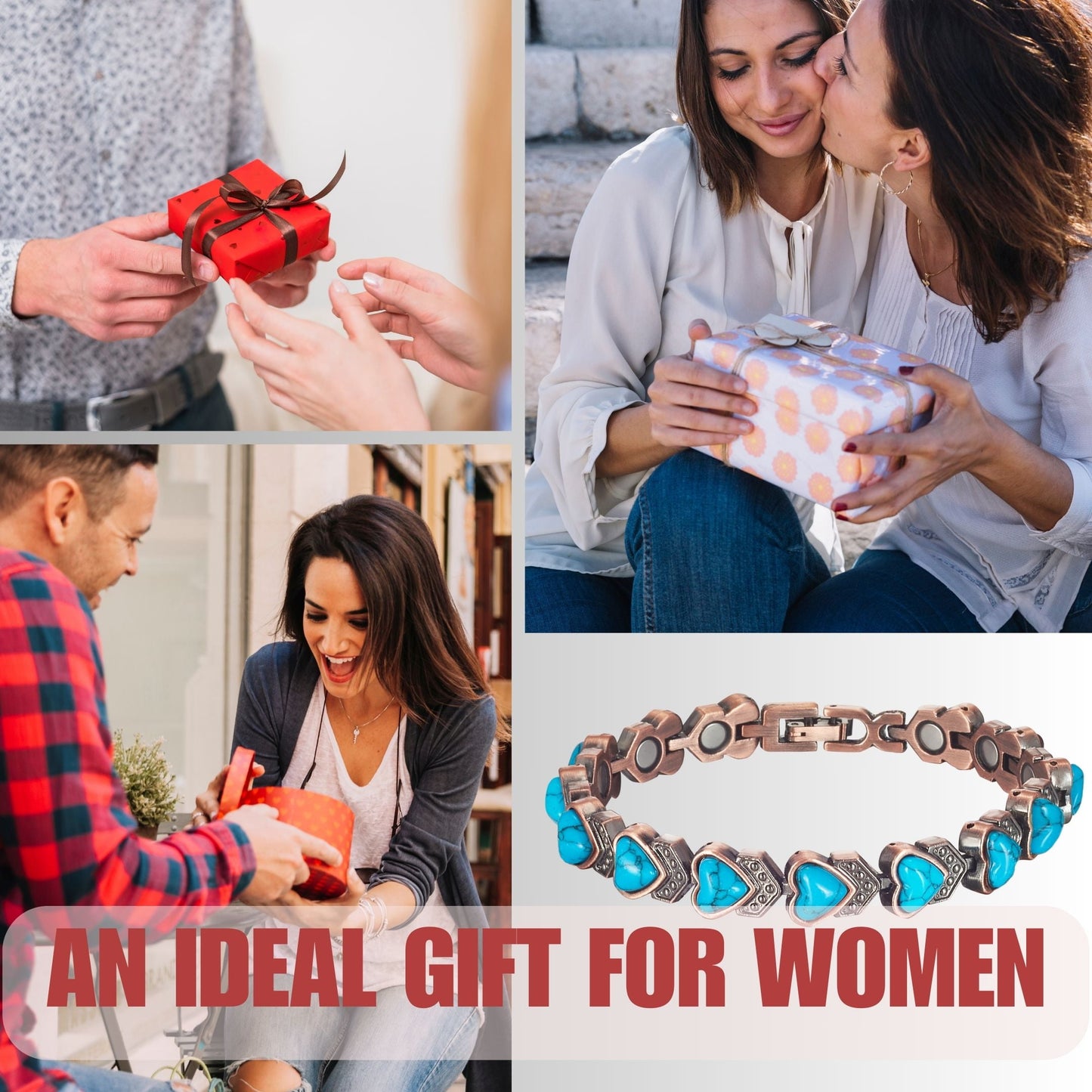 Wollet Magnetic  Pure Copper Bracelet for Women, Turquoise Stone