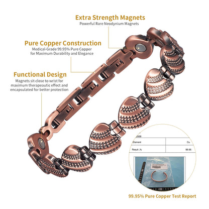 Wollet Magnetic Heart Solid Copper Bracelet for Women