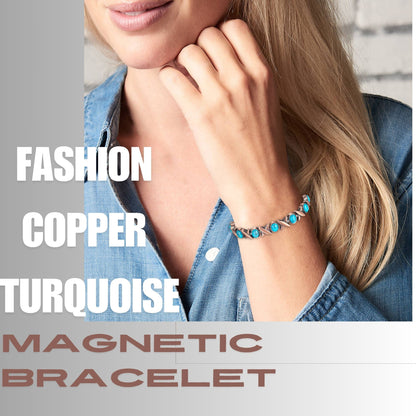 Wollet Magnetic  Pure Copper Bracelet for Women, Turquoise Stone