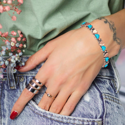 Wollet Magnetic  Pure Copper Bracelet for Women, Turquoise Stone