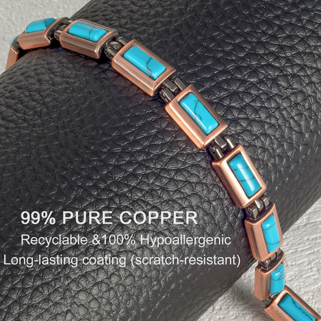 Wollet Copper Magnetic Bracelets for Women, Blue Turquoise Bracelets