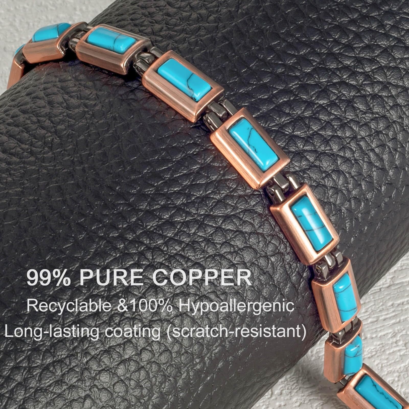 Wollet Copper Magnetic Bracelets for Women, Blue Turquoise Bracelets