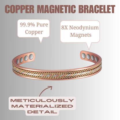 Metaljc Magnetic Copper Cuff Bracelet for Men Women