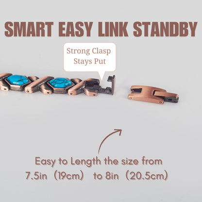 Wollet Magnetic  Pure Copper Bracelet for Women, Turquoise Stone
