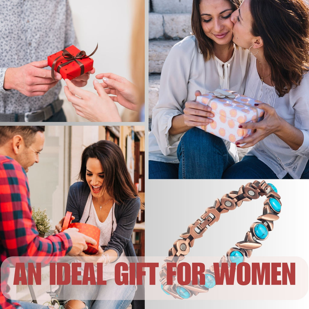 Wollet Magnetic  Pure Copper Bracelet for Women, Turquoise Stone