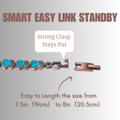 Wollet Magnetic  Pure Copper Bracelet for Women, Turquoise Stone