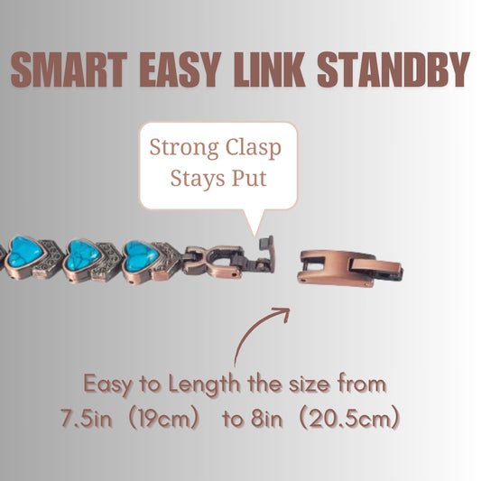 Wollet Magnetic  Pure Copper Bracelet for Women, Turquoise Stone