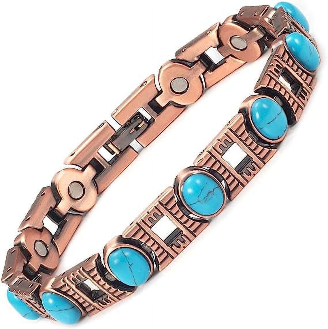 Wollet Copper Magnetic Bracelets for Women, Blue Turquoise Bracelets