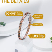 Wollet Magnetic Therapy Copper Bracelet with 3500 Gauss Magnets
