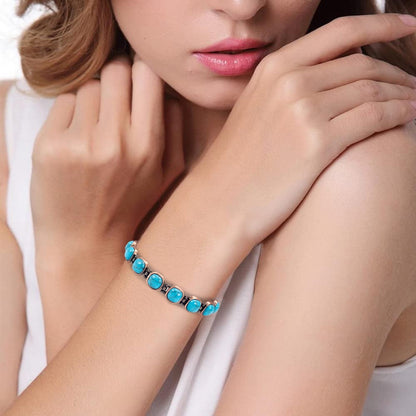 Wollet Magnetic Pure Copper Bracelet for Women, Blue Turquoise Stone