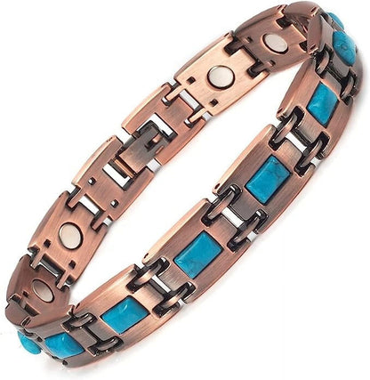 Wollet Copper Magnetic Bracelets for Women, Blue Turquoise Bracelets