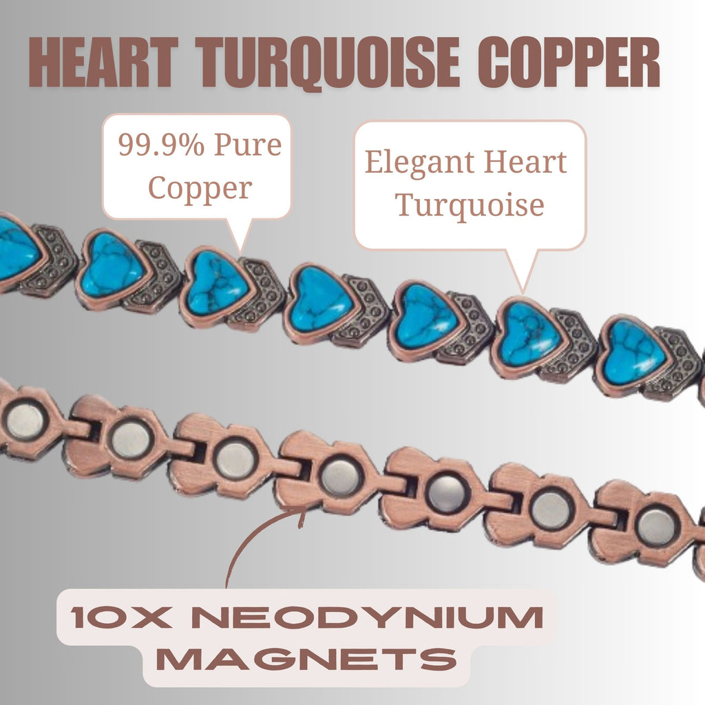Wollet Magnetic  Pure Copper Bracelet for Women, Turquoise Stone