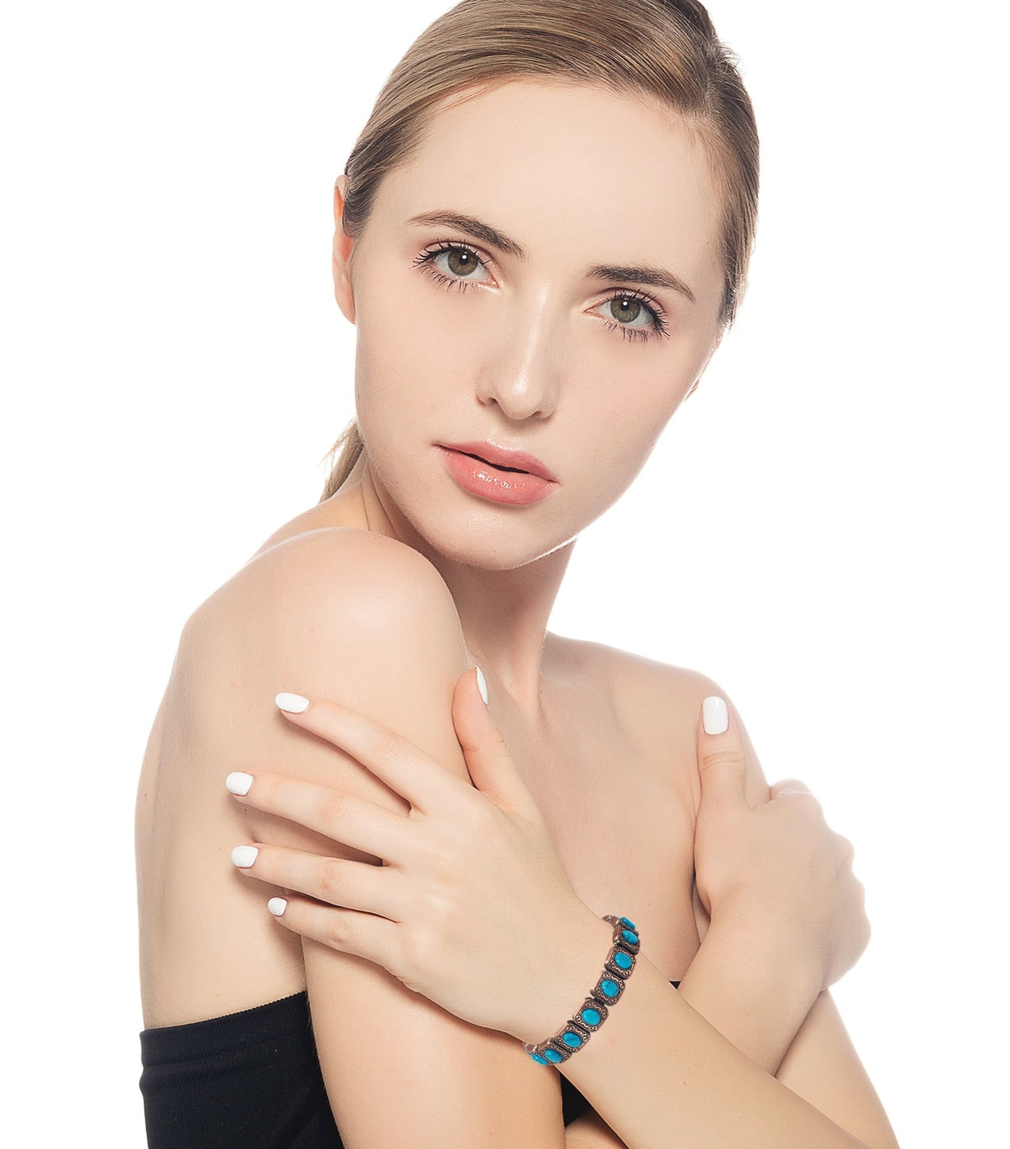 Wollet Copper Magnetic Bracelets for Women, Blue Turquoise Bracelets