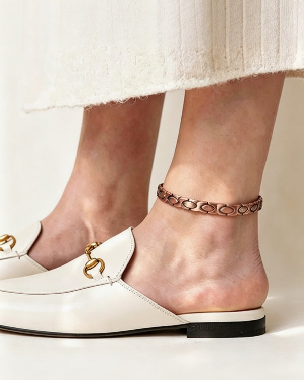 WOLLET Premium Copper Magnetic Anklet – Elegant Rose Copper Link Chain Ankle Bracelet